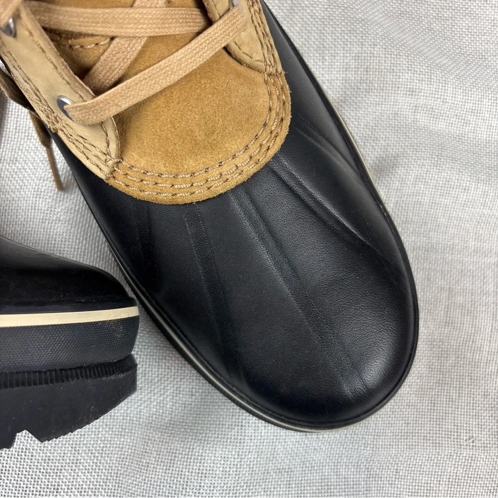 Sorel Tan and Black Lace-Up Rain & Snow Boots